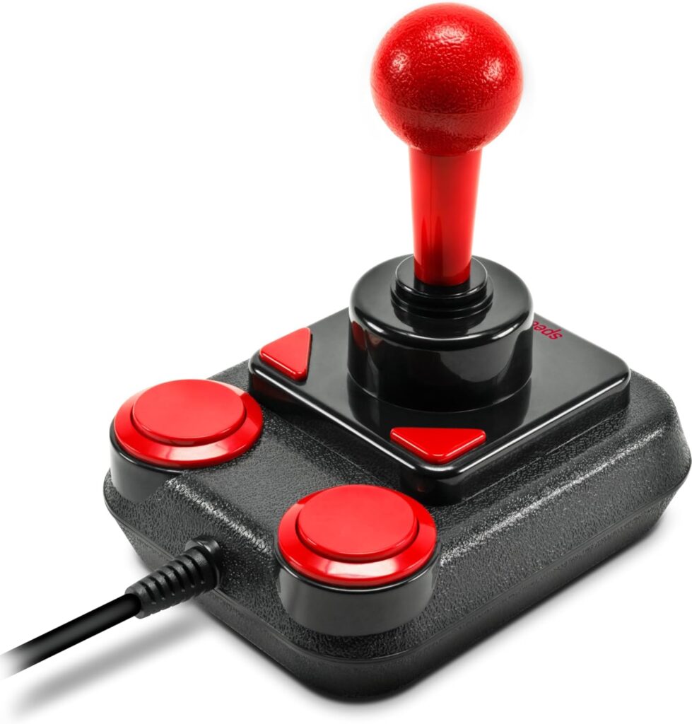Joystick arcade Speedlink Competition Pro Extra USB, manche rouge ball-top et boutons rouges, design Commodore C64 