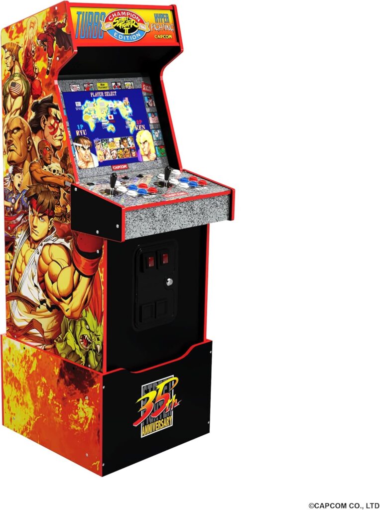 Meilleure borne d'arcade 2026 : comparatif et guide d'achat 30 Borne d'arcade Arcade1Up Street Fighter II 35th Anniversary, écran 17 pouces, marquise lumineuse et artwork Capcom