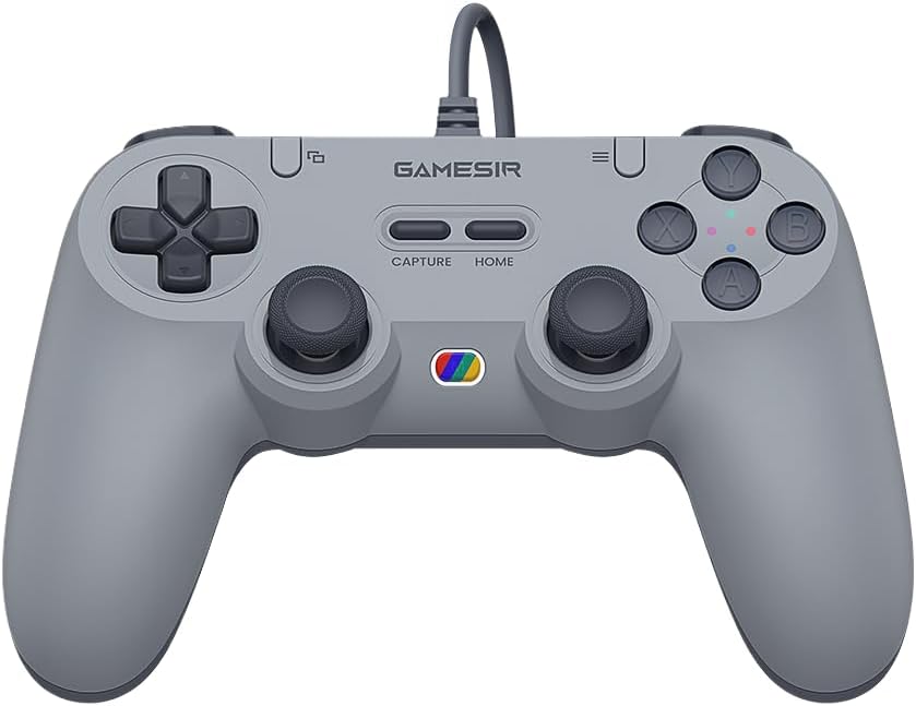 Manette filaire GameSir Tegenaria Lite gris rétro, D-pad, sticks analogiques Hall Effect et boutons ABXY