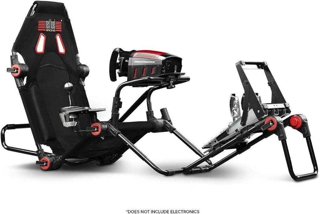 Meilleur cockpit simracing 2026 : le comparatif complet 30 Cockpit simracing Next Level Racing F-GT Lite pliable, hubs rouges de réglage, positions GT et Formula, volant Thrustmaster