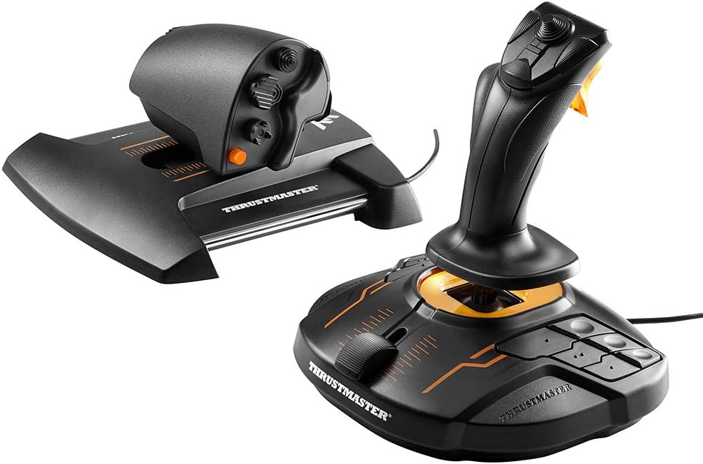 Thrustmaster T.16000M FCS HOTAS : manche ambidextre et manette des gaz TWCS noir et orange