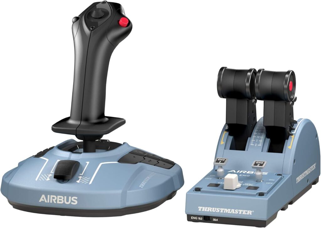 Thrustmaster TCA Officer Pack Airbus Edition : sidestick et quadrant deux manettes