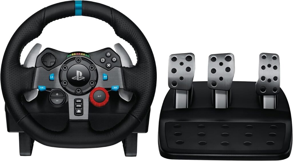 Comparatif des meilleurs volants PS5 32 Volant Logitech G29 Driving Force pour PS5, PS4 et PC avec jante cuir, LED de régime et pédalier trois pédales en acier