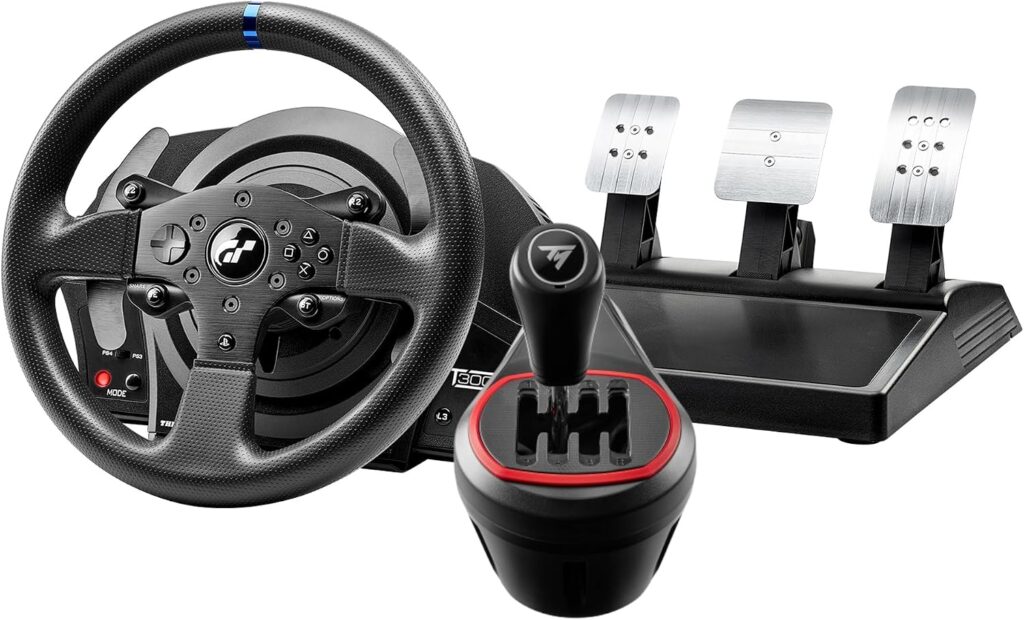 Comparatif des meilleurs volants PS5 31 Pack Thrustmaster T300 RS GT Edition pour PS5 et PS4 : volant Gran Turismo, pédalier T3PA trois pédales et levier de vitesses TH8S